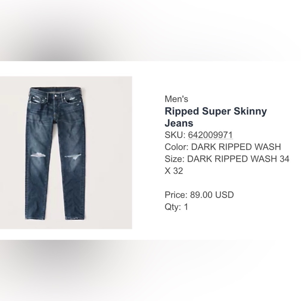 Abercrombie Ripped Super Skinny Jeans - Dark Blue
